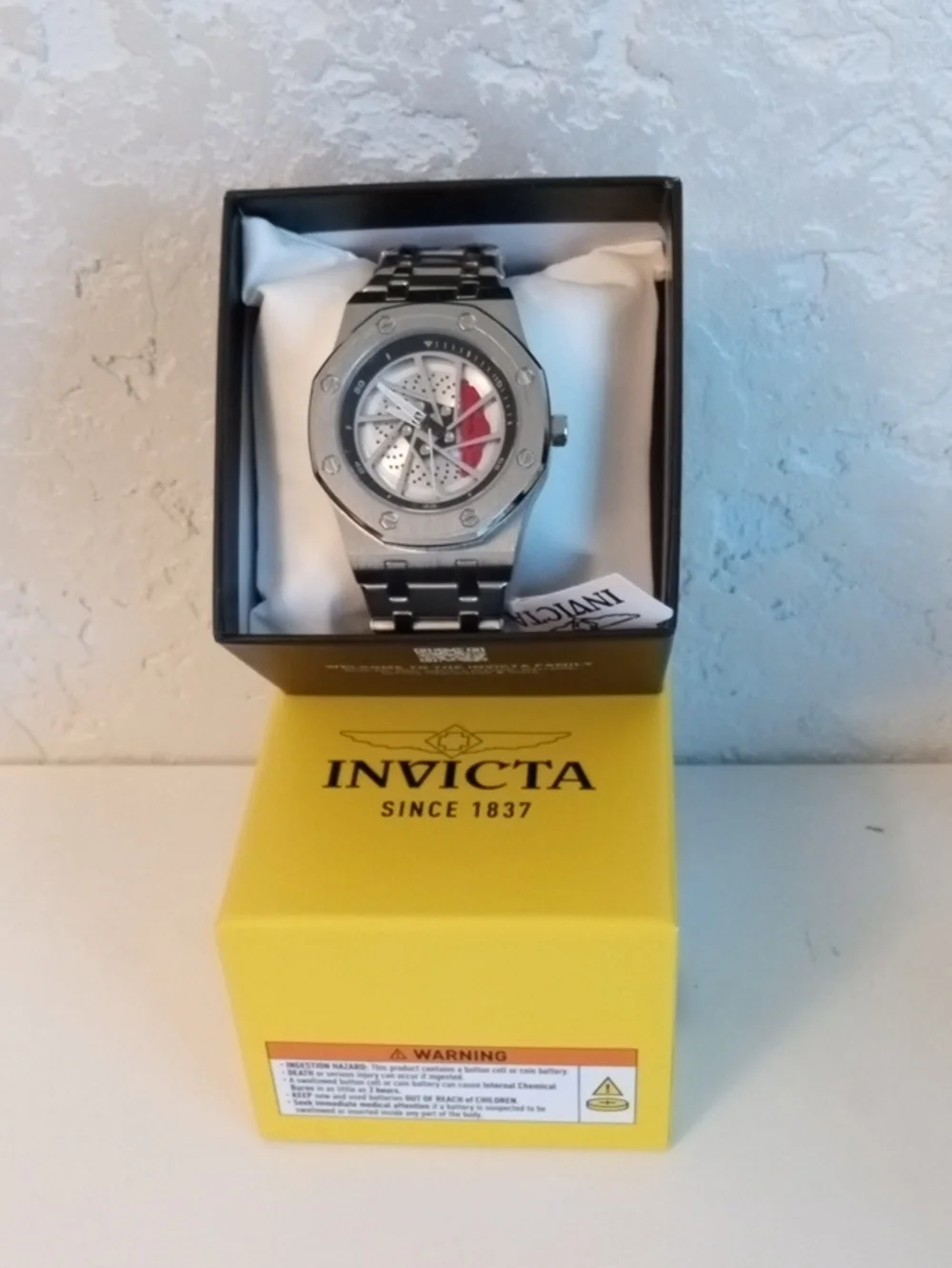 Invicta Men's Silver and Red Stainless Steel Automatic Watch